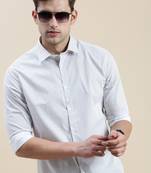 men's long sleeves micro ditsy white shirt