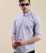 men's long sleeves micro checks lavender shirt