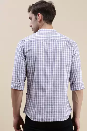 men's long sleeves micro checks lavender shirt