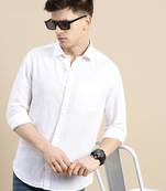 Showoff men's long sleeves solid white shirt