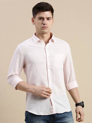 men's long sleeves solid pink shirt 2
