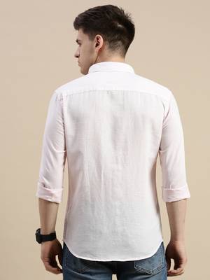 men's long sleeves solid pink shirt 4