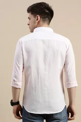 men's long sleeves solid pink shirt
