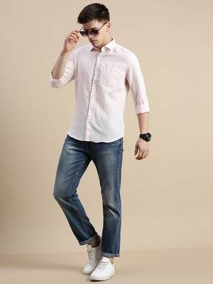 men's long sleeves solid pink shirt 5