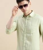 men's long sleeves solid green shirt