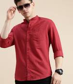 men's long sleeves solid maroon shirt