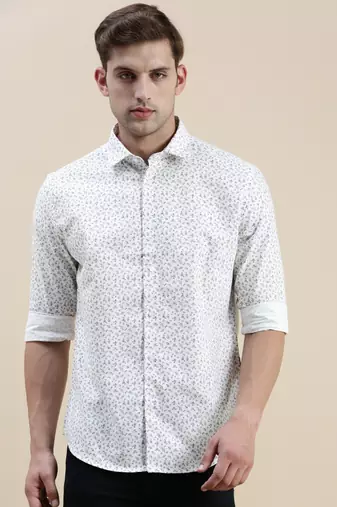 men's long sleeves tartan checks white shirt