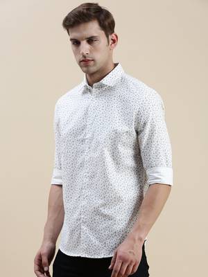men's long sleeves tartan checks white shirt 3
