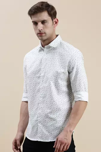 men's long sleeves tartan checks white shirt