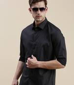 men's long sleeves geometric black shirt