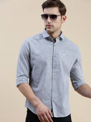 men's long sleeves pinstripes grey shirt 1