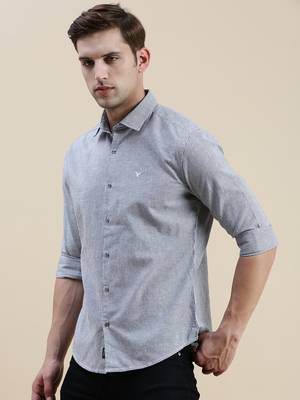men's long sleeves pinstripes grey shirt 3