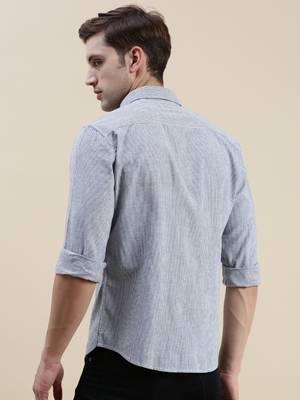 men's long sleeves pinstripes grey shirt 4