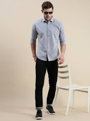 men's long sleeves pinstripes grey shirt 5