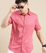 Showoff men's short sleeves floral red shirt