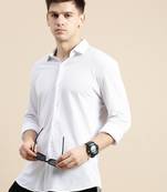 men's long sleeves geometric off white shirt