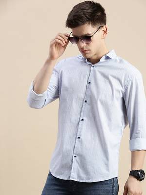 men's long sleeves geometric blue shirt 1