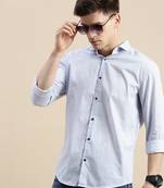 men's long sleeves geometric blue shirt