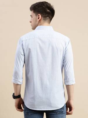 men's long sleeves geometric blue shirt 4