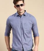 men's long sleeves solid blue shirt