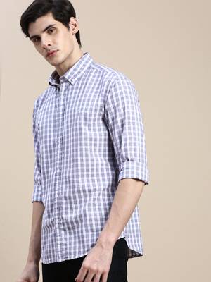 men's long sleeves buffalo checks purple shirt 1