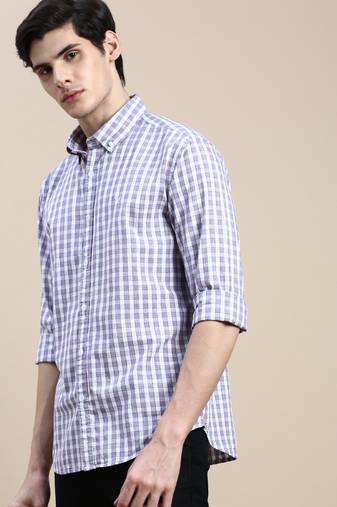 men's long sleeves buffalo checks purple shirt