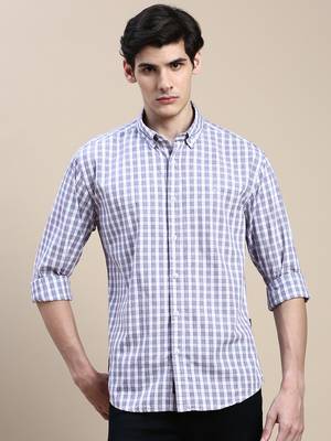 men's long sleeves buffalo checks purple shirt 2