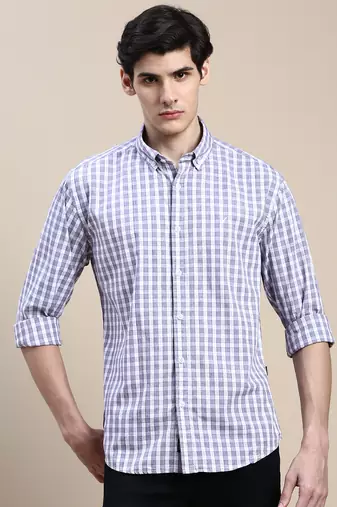 men's long sleeves buffalo checks purple shirt