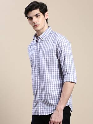 men's long sleeves buffalo checks purple shirt 3