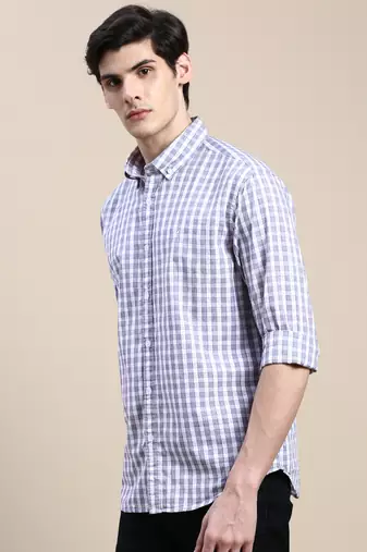 men's long sleeves buffalo checks purple shirt