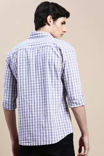 men's long sleeves buffalo checks purple shirt