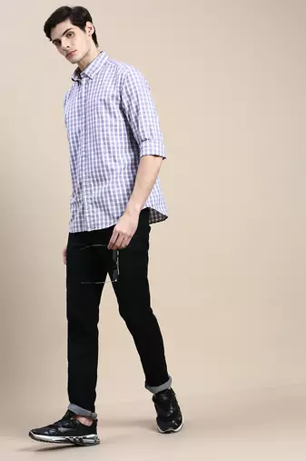 men's long sleeves buffalo checks purple shirt