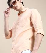 men's long sleeves solid orange shirt