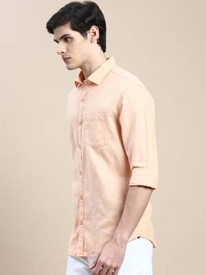 men's long sleeves solid orange shirt 3