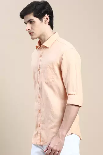men's long sleeves solid orange shirt