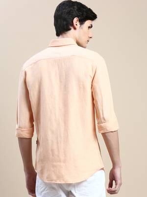 men's long sleeves solid orange shirt 4