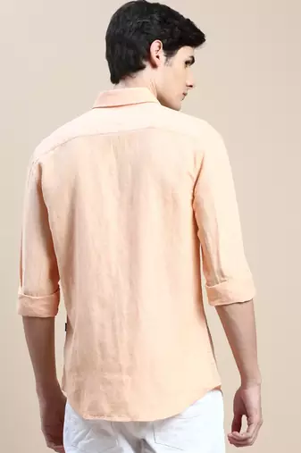 men's long sleeves solid orange shirt