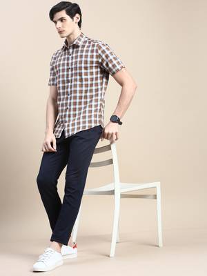 men's short sleeves shepherd checks khaki shirt 5