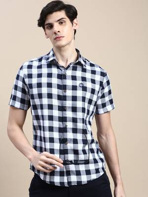 men's short sleeves shepherd checks white shirt 1