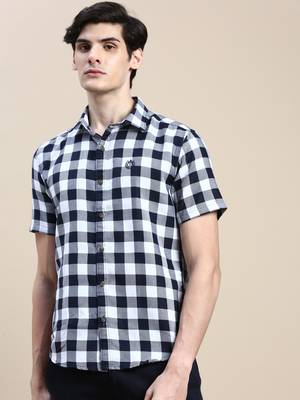 men's short sleeves shepherd checks white shirt 2