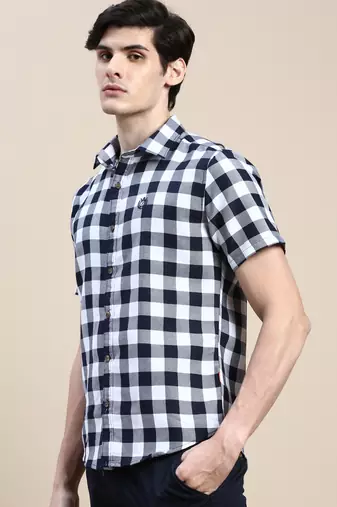 men's short sleeves shepherd checks white shirt