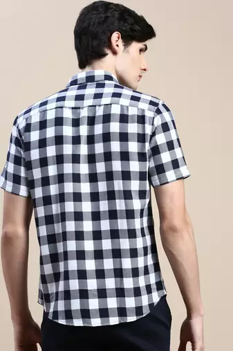 men's short sleeves shepherd checks white shirt