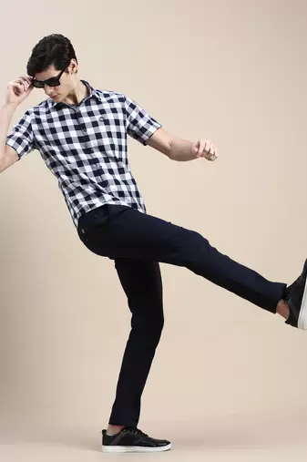 men's short sleeves shepherd checks white shirt