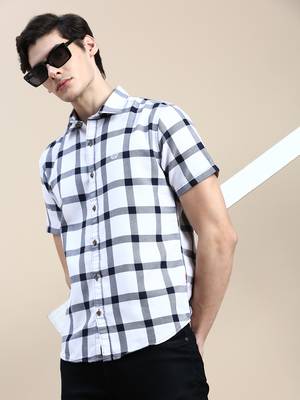 men's short sleeves shepherd checks white shirt 1