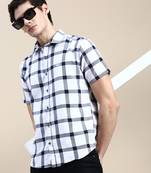 men's short sleeves shepherd checks white shirt