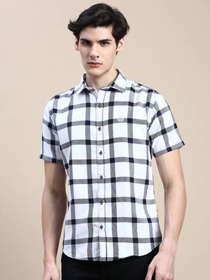 men's short sleeves shepherd checks white shirt 2