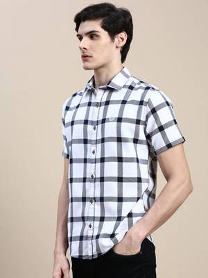 men's short sleeves shepherd checks white shirt 3