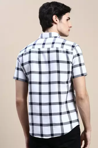 men's short sleeves shepherd checks white shirt