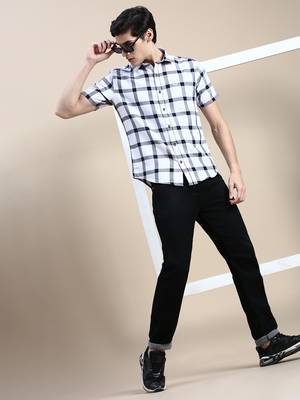 men's short sleeves shepherd checks white shirt 5