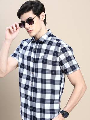 men's short sleeves shepherd checks white shirt 1